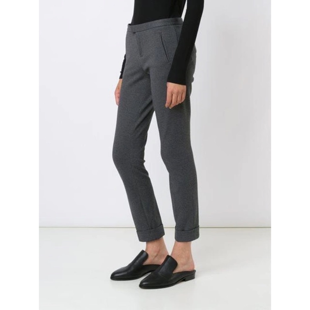 ATM Anthony Thomas Melillo Cropped Cuffed Ponte Classic Slim Pants Charcoal Grey